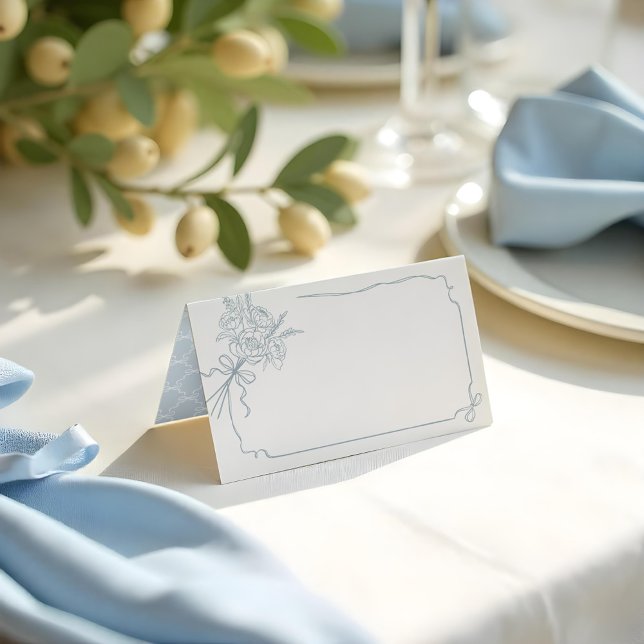 Wedding Details Hand Drawn Bow & Ribbon Bouquet Place Card (Wedding Details Hand Drawn Bow & Ribbon Bouquet Place Card)