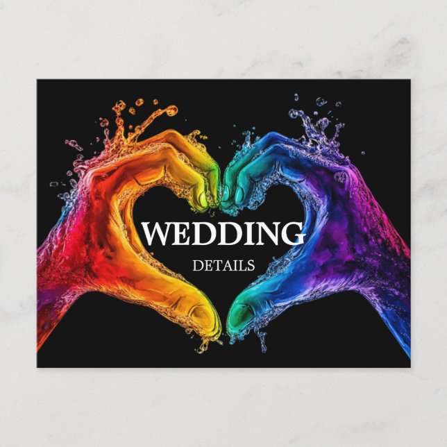 🌈❤️Wedding DETAILS Heart of Pride wedding Enclosure Card (Front)