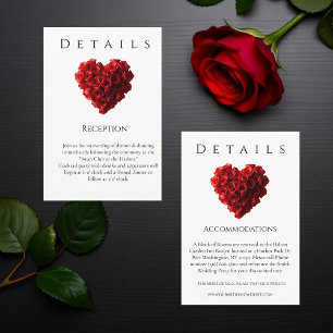 Wedding Details-Heart Shaped Red Roses Enclosure Card