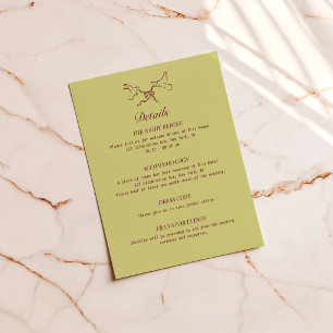 Wedding Details Illustrated Birds Enclosure Card