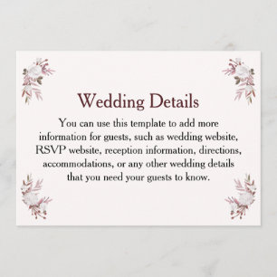 Wedding Details Information Card Custom
