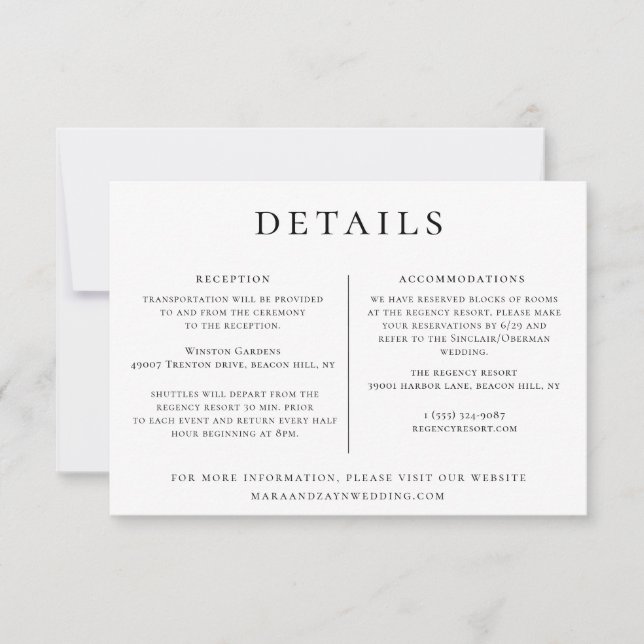 Wedding Details Information Template (Front)