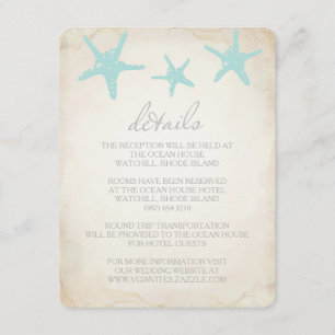 WEDDING DETAILS Insert Card - Beach Starfish