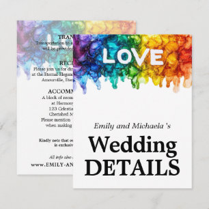 🌈 Wedding Details LGBTQ Painted With Love Enclosure Card