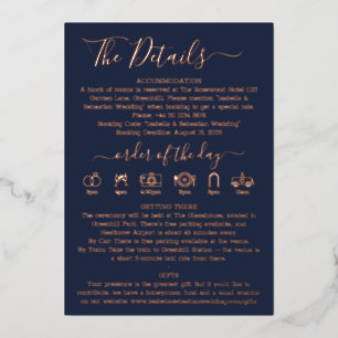 Wedding Details Midnight Blue Navy Real Foil