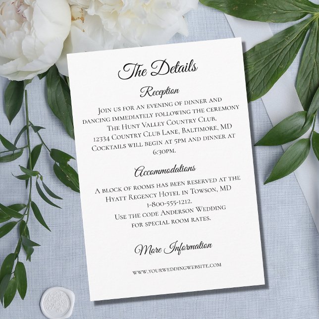Wedding Details Minimalist Enclosure Card (Creator Uploaded)