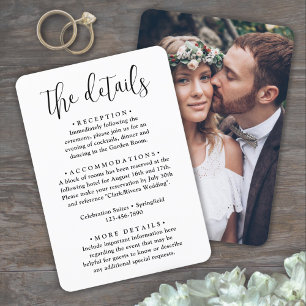 Wedding Details • Photo and Trendy Elegant Script Enclosure Card