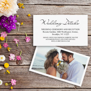 wedding details photo modern chic handwriting enclosure card