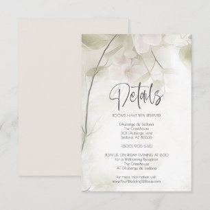 Wedding Details Pink Blush Peach Blossoms Invitation