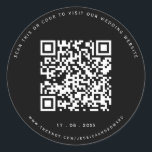 Wedding Details Qr Code Simple Black Minimal Chic Classic Round Sticker<br><div class="desc">Designed for couples who appreciate the simplicity of modern aesthetics. The use of a QR code allows your guests to access detailed information about your wedding at their convenience,  while the black and minimal design adds a touch of class.</div>