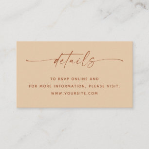 Wedding Details + QR Code Warm Peach Sand Simple Enclosure Card