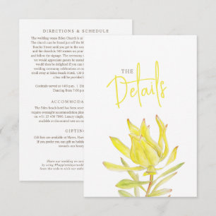 Wedding details QR wedding yellow leucadendron Enclosure Card