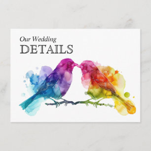 Wedding DETAILS Rainbow Lovebirds Enclosure Card