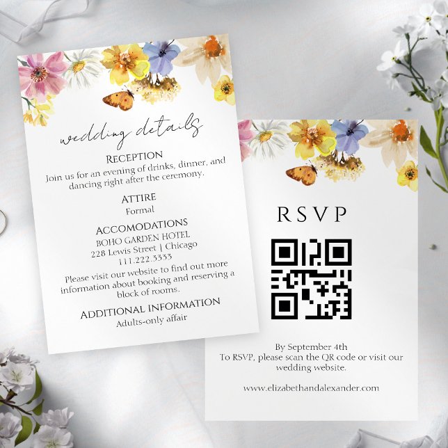 Wedding Details | RSVP | QR Code Enclosure Card (Creator Uploaded)