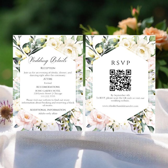 Wedding Details | RSVP | QR Code Enclosure Card (Creator Uploaded)