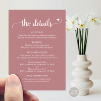 Wedding Details, Rustic Script  Enclosure Card