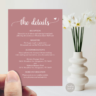 Wedding Details, Rustic Script Enclosure Card