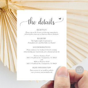 Wedding Details, Rustic Script Enclosure Card