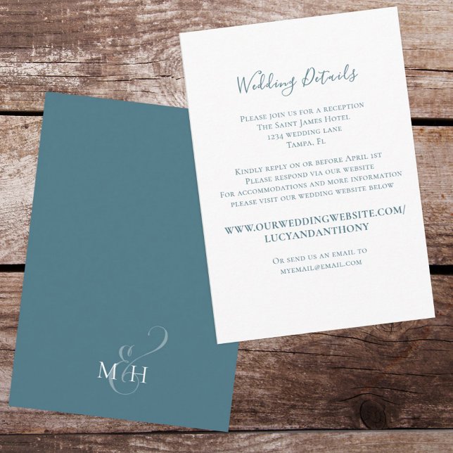 Wedding Details Simple Minimalist Blue Custom Enclosure Card (Creator Uploaded)