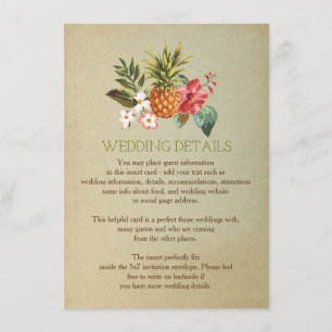 wedding details tropical pineapple beach insert