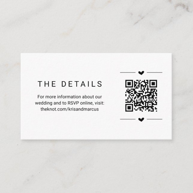 Wedding Details w QR Code Enclosure Card (Front)