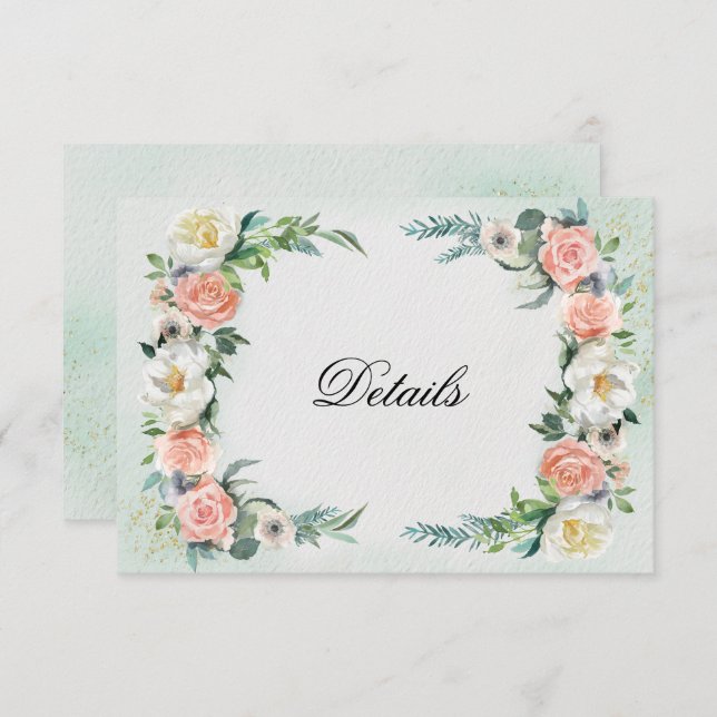 Wedding Details | Watercolor Roses Card (Front/Back)