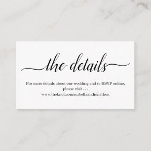 Wedding Details Website Enclosure Card - Simple