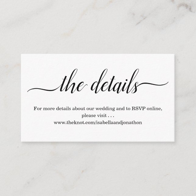 Wedding Details Website Enclosure Card - Simple (Front)