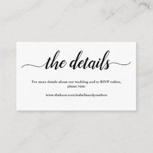 Wedding Details Website Enclosure Card - Simple