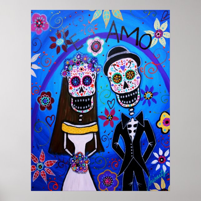 Wedding Dia de los Muertos Couple Poster (Front)