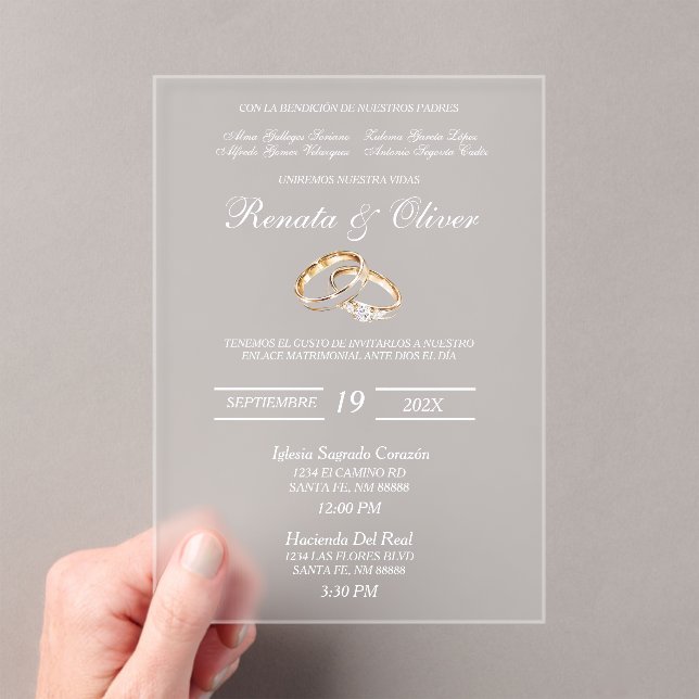 Wedding diamond ring acrylic invitations (Insitu (Handheld))