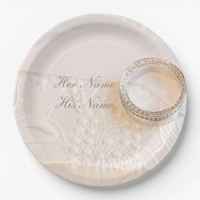 Wedding Diamonds Ring Jewellery Paper Plate (Front)