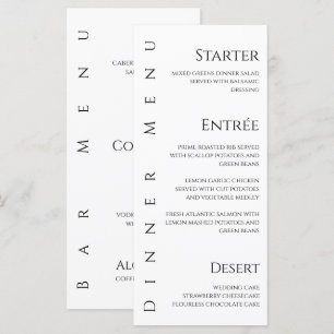 Wedding Dinner and Bar Menu-Black and White- Menu