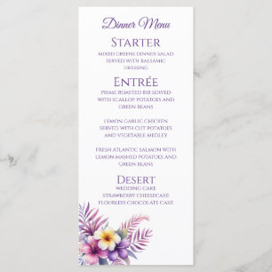 Wedding Dinner and Bar Menu-Island Romance Menu