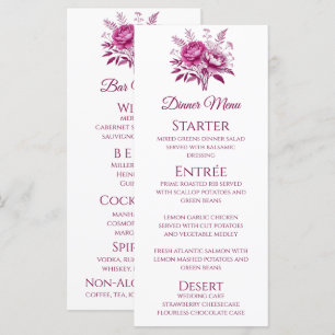 Wedding Dinner and Bar Menu-Magenta Peony Menu