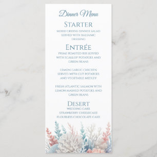 Wedding Dinner and Bar Menu-Pastel Coral Reef Menu
