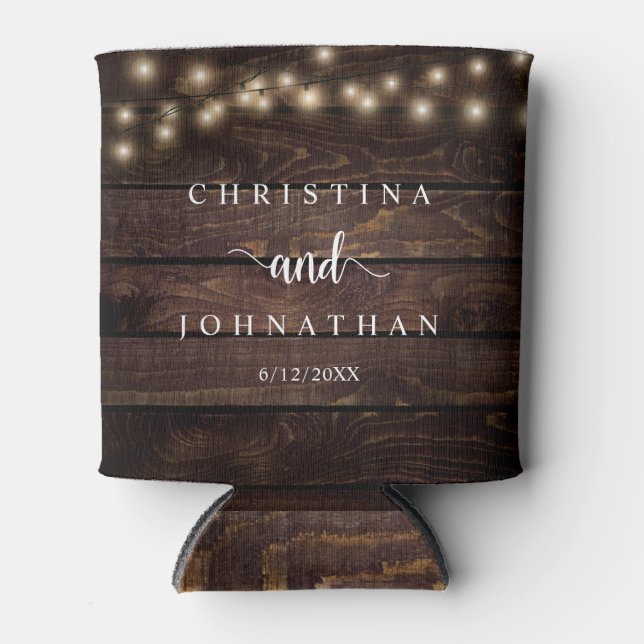 Wedding Dinner and Party, Rustic String Lights Can Can Cooler (Front)