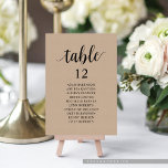 Wedding Dinner, Brown Kraft Seating Chart Table Number<br><div class="desc">Wedding Dinner Guest Seating Table Chart Card,  Modern Rustic Brown Kraft themes.
Customise the text and / or remove and fill in with your wedding party themed.</div>