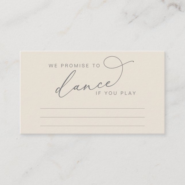 Wedding Dinner Dancing Music Suggestion Enclosure Card (Front)