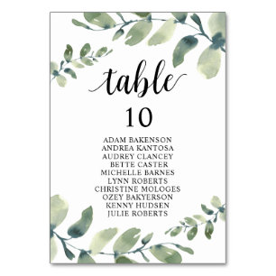 Wedding Dinner, Eucalyptus Guests Seating Chart  Table Number