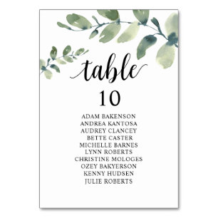 Wedding Dinner, Eucalyptus Guests Seating Chart  Table Number