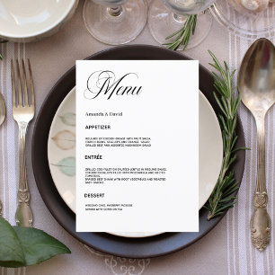 Wedding dinner menu