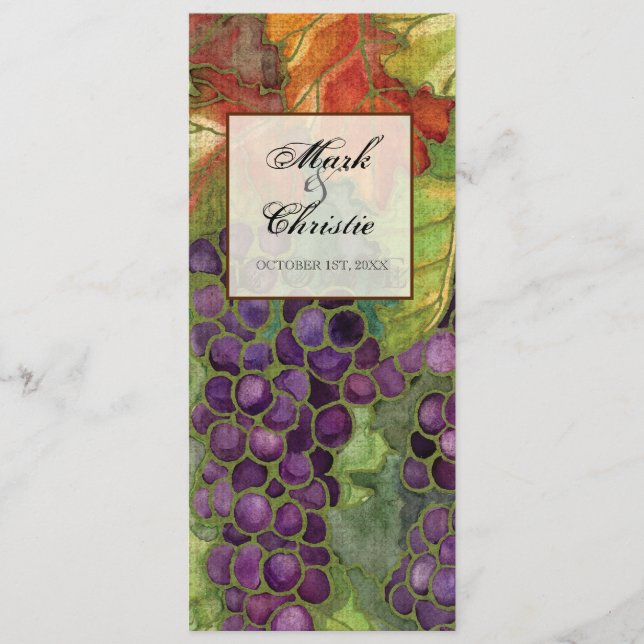 Wedding Dinner Menu, Autumn Grape Leaf Menu (Front)