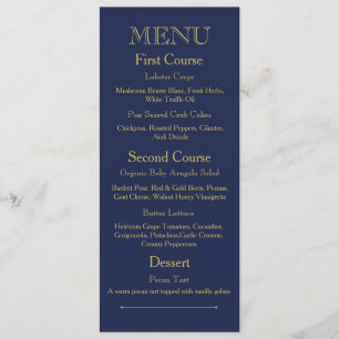 Wedding Dinner Menu Card With Dark Blue Colour Ton