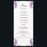 Wedding Dinner Menu Cards | Eggplant Damask Style<br><div class="desc">Modern and elegant design printed Eggplant Purple Damask Wedding Dinner Menu Cards that can be customised with your text. Check out the Graphic Art Design store for other products that match this design!</div>