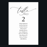 Wedding Dinner, Modern Guest Seating Chart and  Table Number<br><div class="desc">Wedding Dinner Guest Seating Table Chart Card,  Modern Classy romantic themed
Customise the text and / or remove and fill in with your wedding party colour theme.</div>