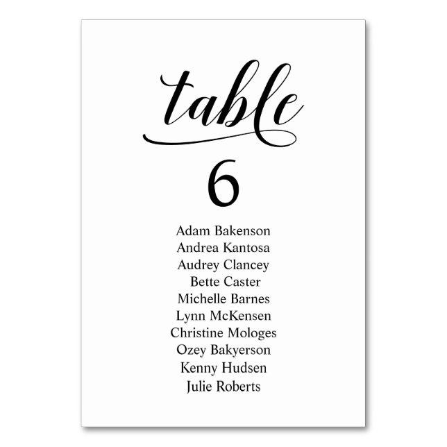 Wedding Dinner Modern Guest Seating Chart Card (Back)