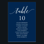 Wedding Dinner, Modern Guest Seating Chart Table N Number<br><div class="desc">Wedding Dinner Guest Seating Table Chart Card,  Modern Classy romantic,  navy blue themed
Customise the text and / or remove and fill in with your wedding party themed.</div>