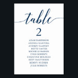 Wedding Dinner, Modern Guest Seating Chart Table N Number<br><div class="desc">Wedding Dinner Guest Seating Table Chart Card,  Modern Classy romantic,  navy blue themed
Customise the text and / or remove and fill in with your wedding party themed.</div>