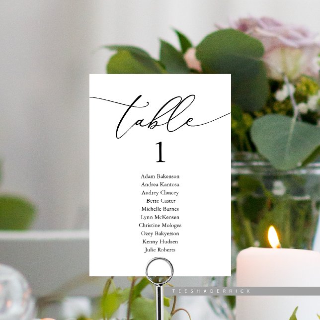 Wedding Dinner, Modern Guest Seating Chart Table N Number (Elopement Wedding Dinner, Modern Guest Seating Chart Table, With Table Number and Guest Names)